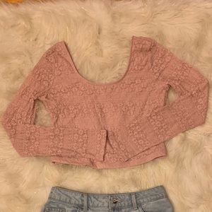 Long Sleeve Lace Crop Top